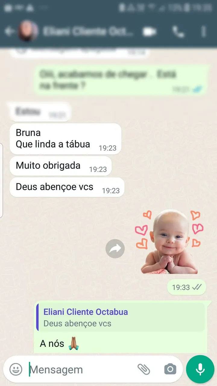 Cliente elogia: "Que linda a tábua, muito obrigada"